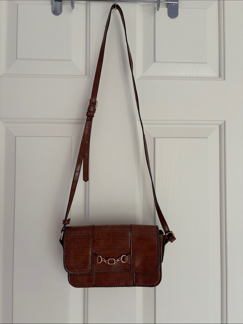 Mango bag Women’s Croc-Embossed Brown Leather Crossbody Bag